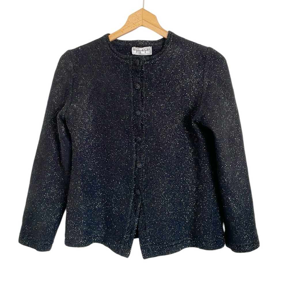 Giorgio Grati Black Metallic Button Front Evening Casual Blazer Jacket